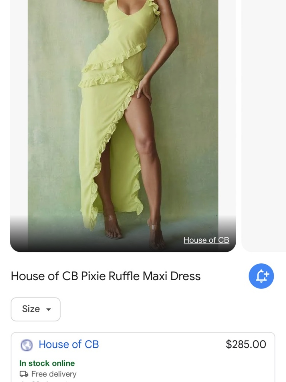 House of CB Lime Ruffle Wrap Maxi Dress
